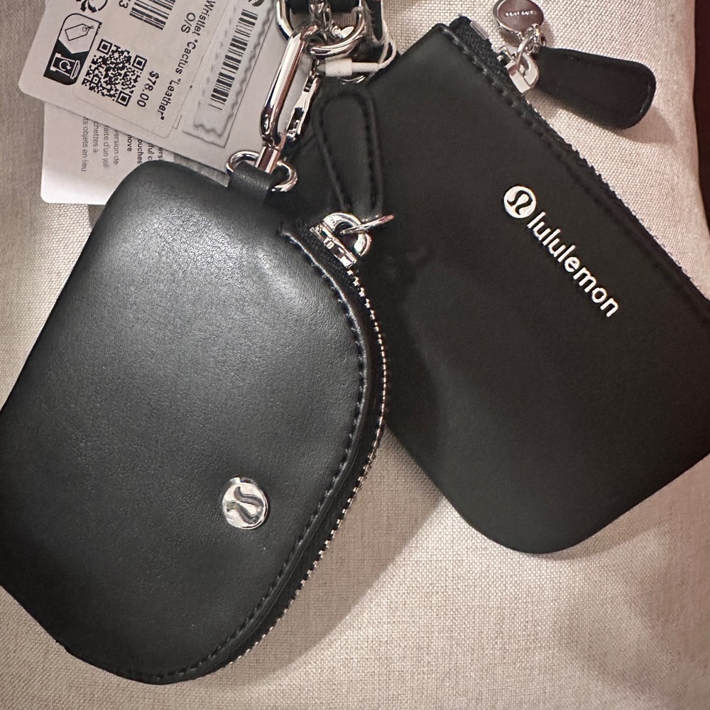 Lululemon Black Cactus leather dual pouch wristlet *sold out